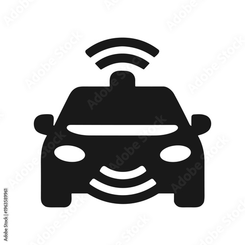 Self driving car icon solid black icon vector illustration