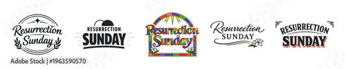 Resurrection Sunday promo icon set for Easter event vector illustration