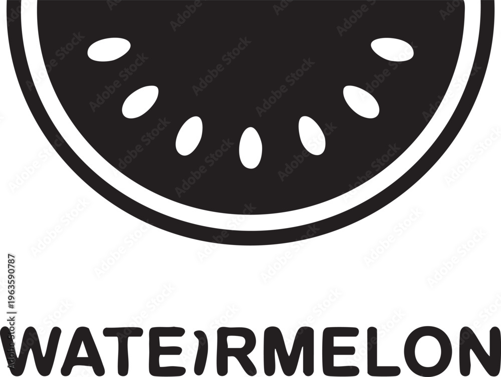 Obraz premium Watermelon logo in minimalist black and white flat design for food branding