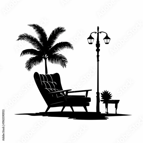 Silhouette of a single reclining armchair.