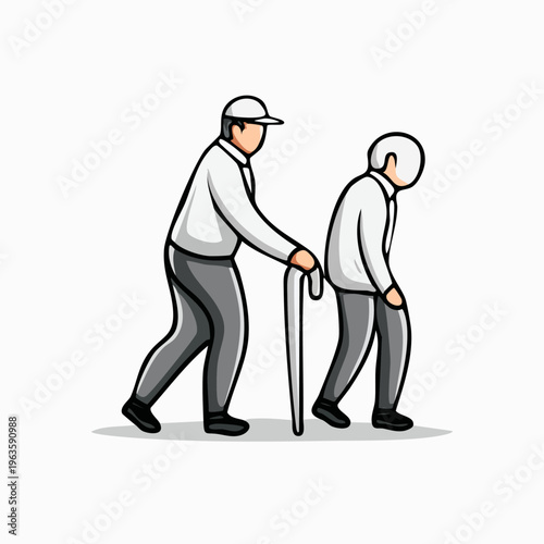 Elderly man helping another elderly.