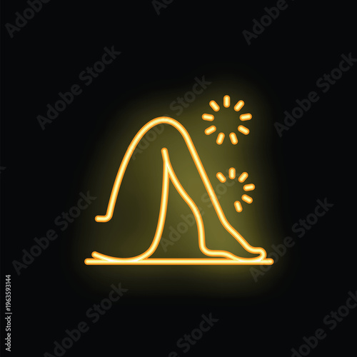 Neon sign representing leg pain, ideal for topics like health, joints or medical care