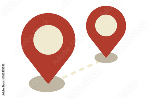 Photos map location pins icon navigation route symbol, gps tracking markers, travel des
