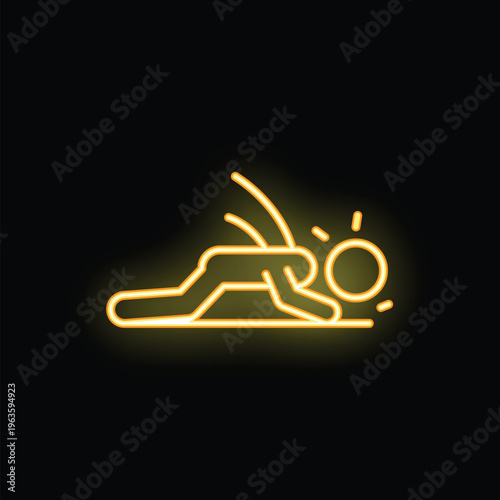 Neon sign depicting a man completely exhausted, crawling under a scorching sun