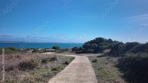 Scenic Coastal Footpath Walk Overlooking Praia de Alvor and Atlantic Ocean Algarve Portugal