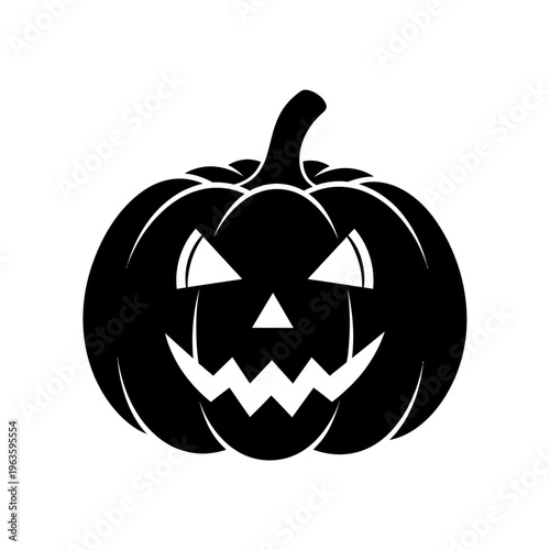 Black Silhouette Jack-O-Lantern Pumpkin Icon for Halloween