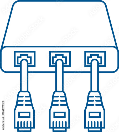 Ethernet hub with LAN cables for network connection