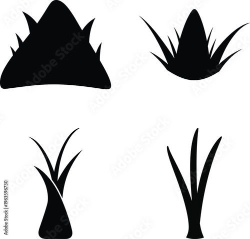 Collection of abstract sharp spiky shapes and botanical style vector elements
