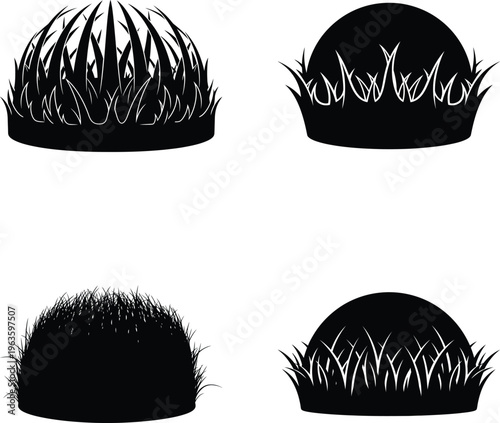 Black grass silhouettes icon collection