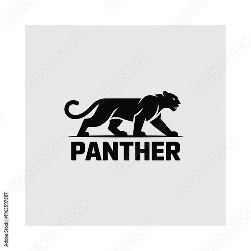 A sleek black panther graphic with the word panther underneath it