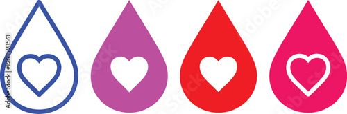 Colorful teardrop shapes with heart designs