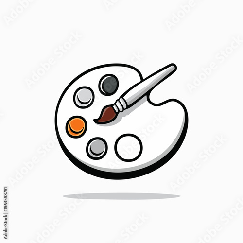 Colorful paint palette with brush.