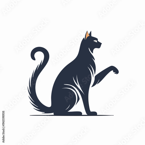 Black Cat Sitting Profile View.