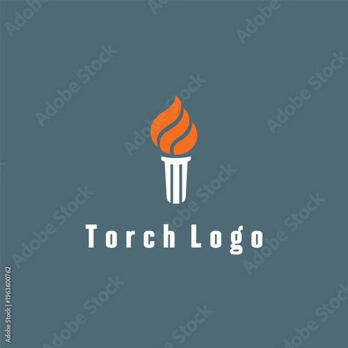 Modern Torch Logo Design Flame Light Energy Symbol Minimal Vector Icon Branding