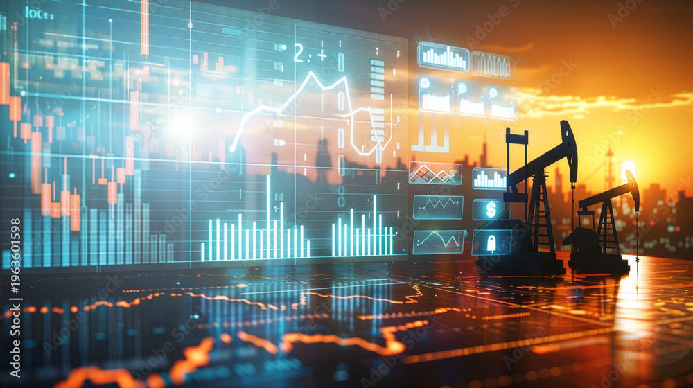 Fototapeta premium Global Oil Crisis Energy Market Price Increase Analysis