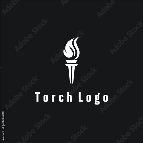 Modern Torch Logo Design Flame Light Energy Symbol Minimal Vector Icon Branding