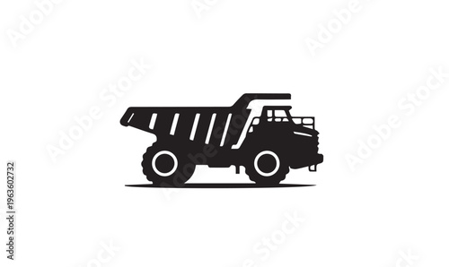 Heavy Mining Dump Truck Silhouette - Industrial Haul Truck Vector Illustration for Construction and Mining Industry Design