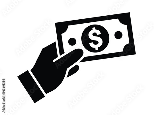 Payment with Money Flat Icon Representing Online Buying and Purchase of Goods for E-commerce Website Interface Design and Mobile App Financial Transaction Elements.