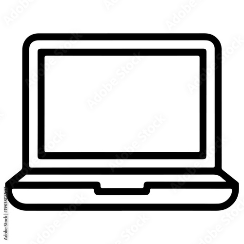 Simple line drawing of a laptop computer with a minimalist design approach