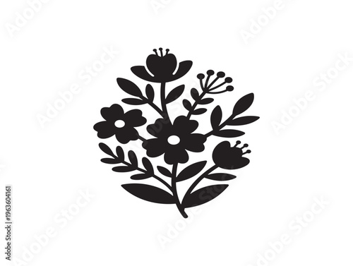 Whimsical rustic flower boutique silhouette for artisanal florist branding