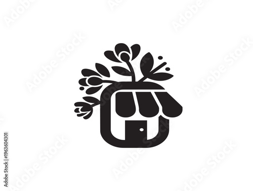 Modern flower shop branding silhouette with clean contemporary botanical icon