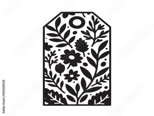 Rustic botanical gift tag for artisan products and eco friendly packaging