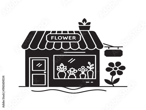 Vintage flower shop stamp silhouette with classic circular badge design