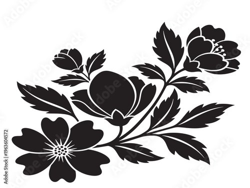 Creative floral packaging design silhouette with elegant botanical wrap patterns