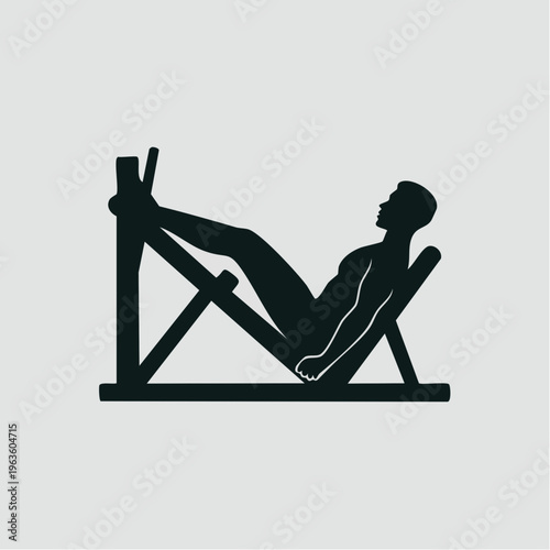 black silhouette of a man exercising on a leg press machine