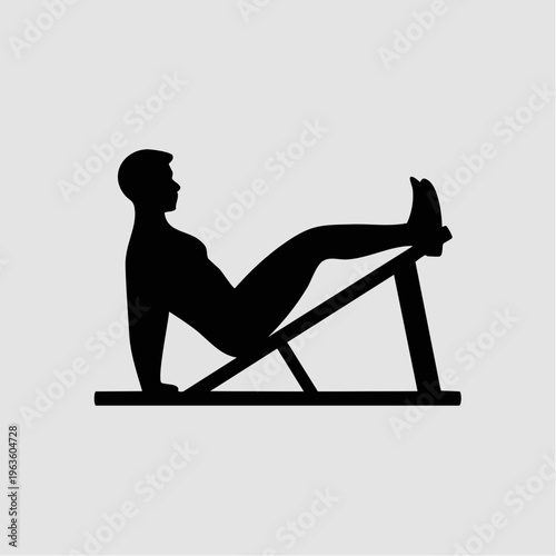 Black silhouette of man exercising on Reformer Pilates machine