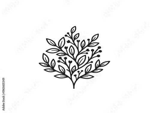 Chic botanical branding silhouette with stylish modern leaf and stem design