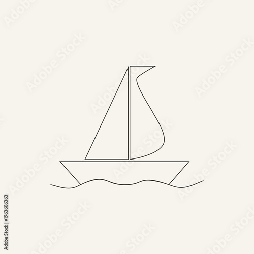 Sailboat Minimalist Wall Art, Journey and Adventure Poster, Sea Travel Symbol, Neutral Aesthetic Decor, Scandinavian Minimal Illustration Design