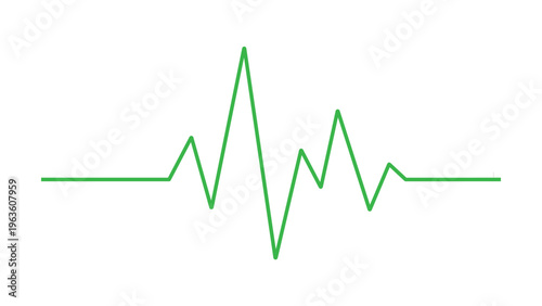 Green ECG heartbeat line on white background. Medical pulse monitor graphic for health concepts.
