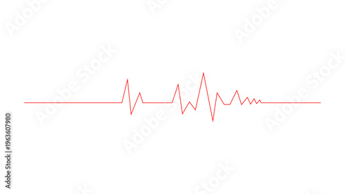 Dynamic Red ECG Line Illustration Reflecting Medical Health Data, Pulse, or Audio Waves on White