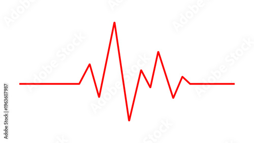 Red heartbeat line or electrocardiogram (ECG) wave on white background, symbolizing vital medical signs and health monitoring.