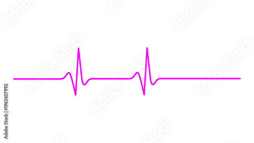 Vibrant Pink ECG Heartbeat Line: Medical Health Monitor Rhythm Graphic on White Background