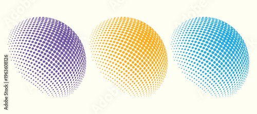 Stylized Abstract Halftone Sphere Composition with Gradient Colors and Three‑Dimensional Optical Illusion Effect