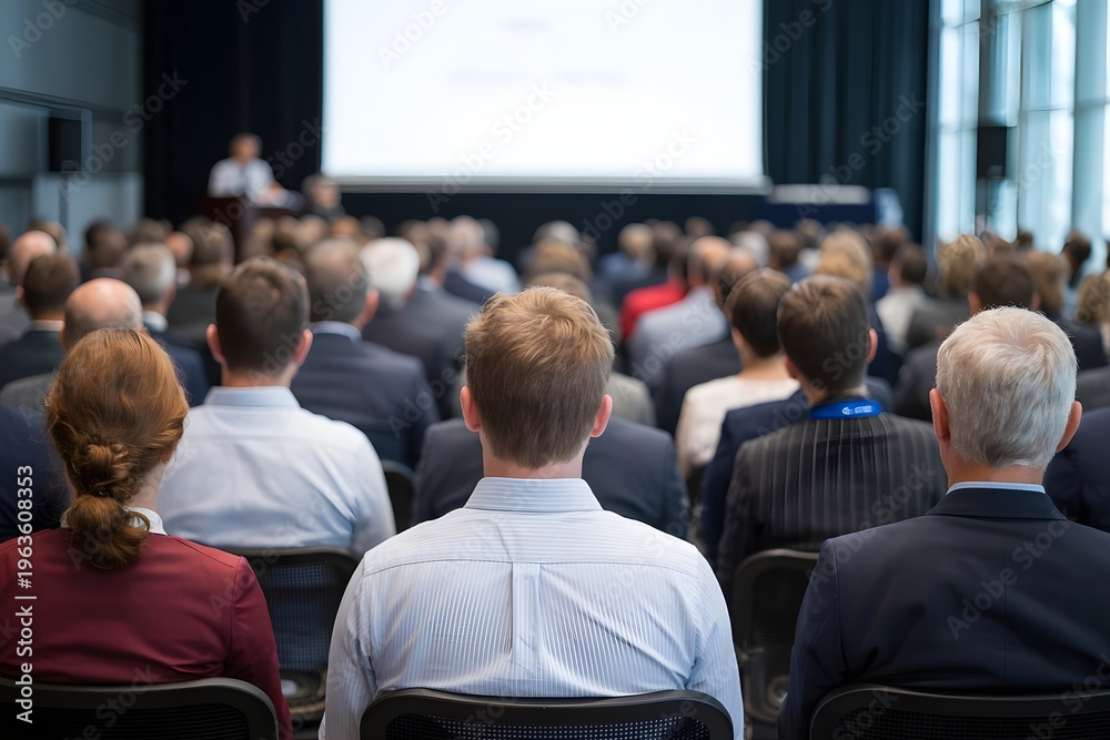 Obraz premium Audience attending a presentation in a conference room