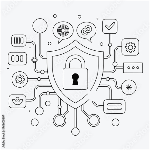 Information Security Concept with Digital Shield and Data Encryption System