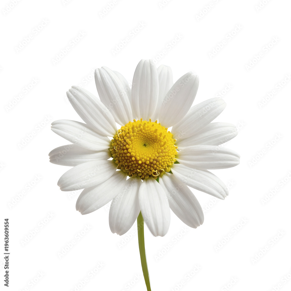 Fototapeta premium Oxeye daisy showcases delicate petals and vibrant yellow center on clean background