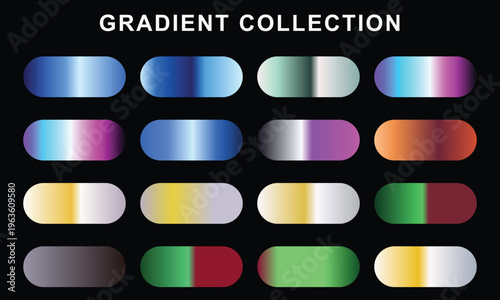 A digital collection presenting diverse smooth color transitions and modern gradient swatches, offering versatile graphic design elements for web and digital media projects
