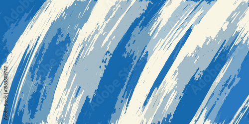Abstract background with bold sweeping brushstrokes in blue and white