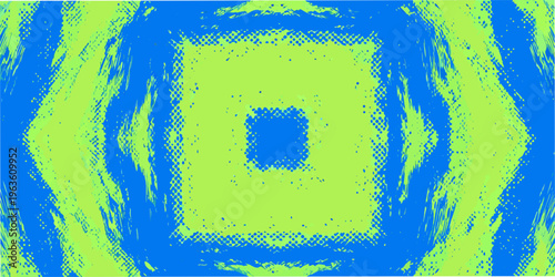 Abstract geometric pattern with vibrant blue and lime green hues