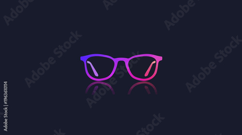 Gradient spectacles silhouette on dark backdrop for technology and design