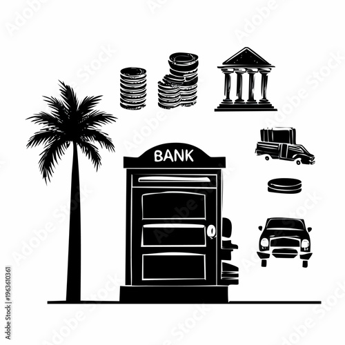 Bank ATM Machine with Money.