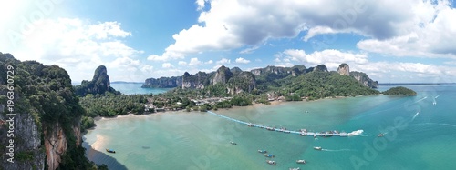 Quadro su tela Tropical nature landscape southern Krabi Thailand drone panorama