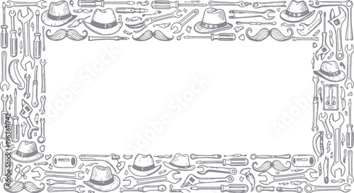 Father's Day Frame: Tools, Hats, Mustaches - Celebration Border