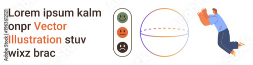 Feedback systems, emotional expression, opinions, communication, conceptual design, evaluation tools. Emoticon scale, abstract shapes person reacting. Feedback systems and emotional expression