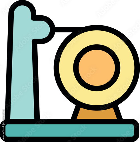 Round adhesive tape dispenser holding a roll of sticky tape, ready for packaging and wrapping