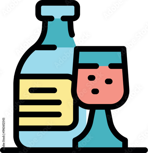 Wine bottle and glass creating a cozy atmosphere, perfect for unwinding after a long day